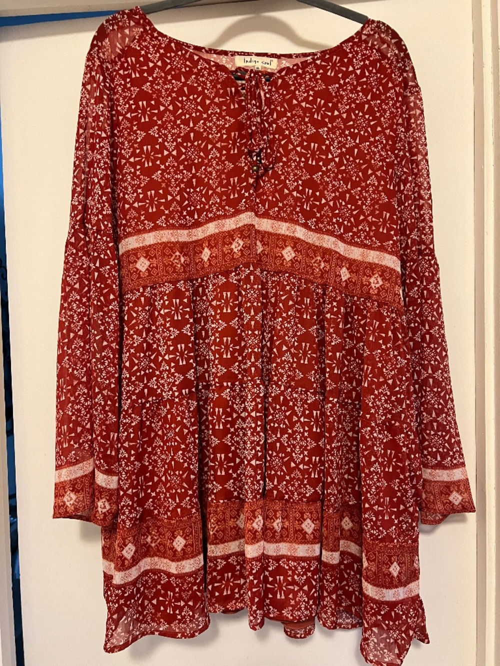 NWT! BOHO-CHIC MINI SHIFT DRESS / TUNIC Womens XL ~ INDIGO SOUL~Lined